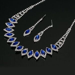 Ella & Elly Blue & Silvertone Necklace & Earriings